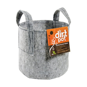 Dirt Pot Flexible Portable Planter, Grey, with handles